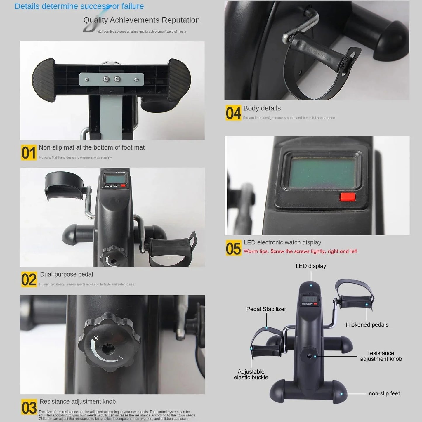 Desk Bike Pedal Exerciser, Mini Exercise Bike
