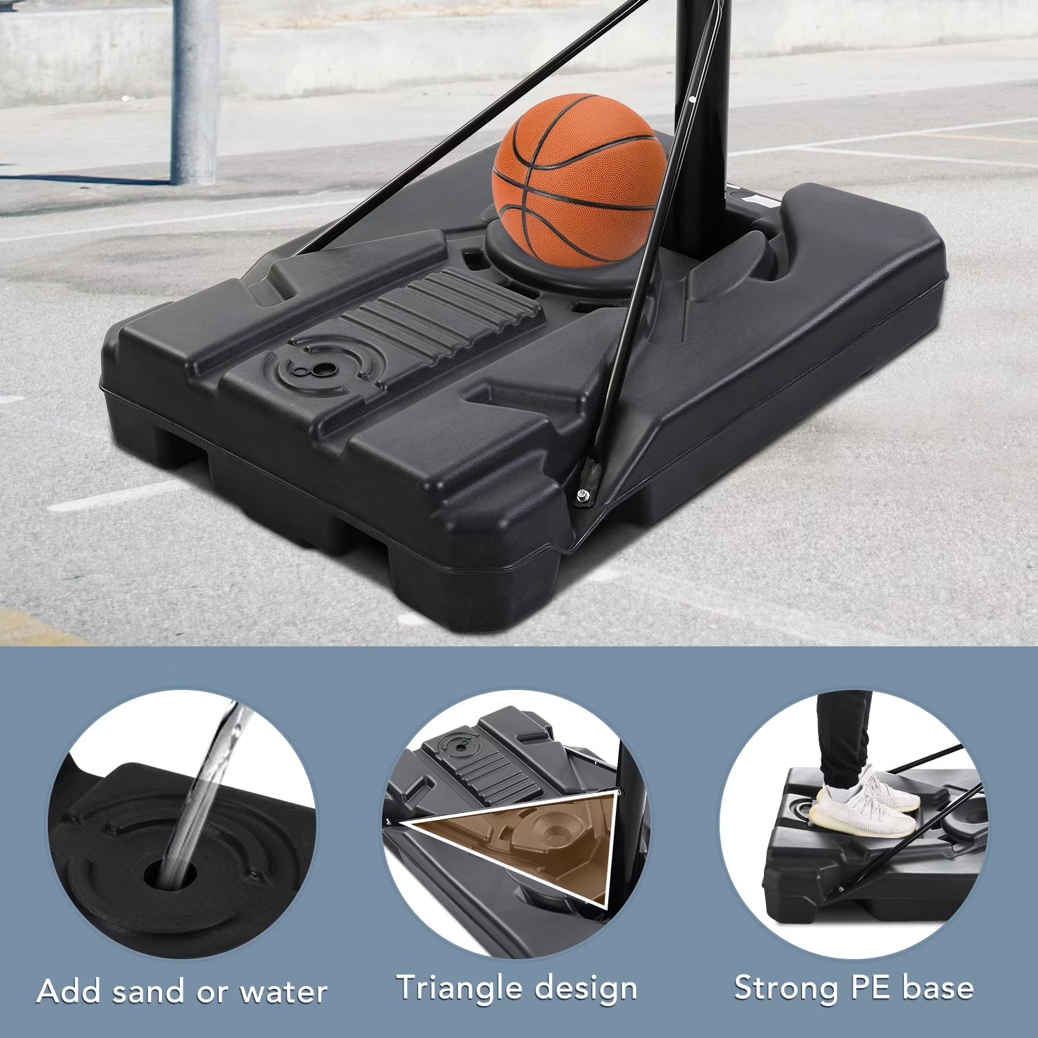 44In Portable Basketball Hoop with Height Adjustable 6.56Ft to 10Ft Basketball Goals for Younger People Indoor Outdoor with Free Basketabll