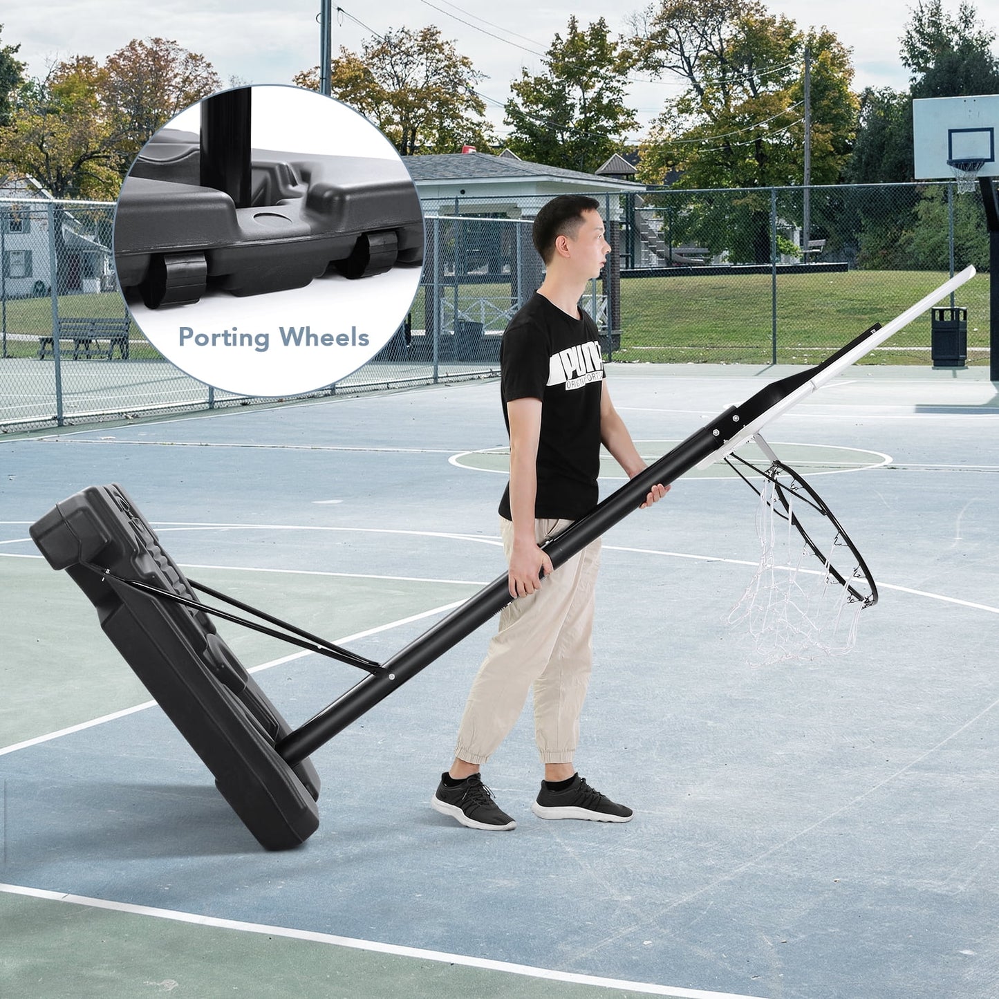 44In Portable Basketball Hoop with Height Adjustable 6.56Ft to 10Ft Basketball Goals for Younger People Indoor Outdoor with Free Basketabll