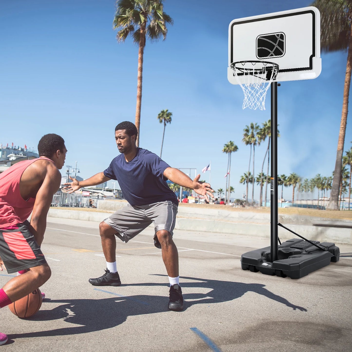 44In Portable Basketball Hoop with Height Adjustable 6.56Ft to 10Ft Basketball Goals for Younger People Indoor Outdoor with Free Basketabll