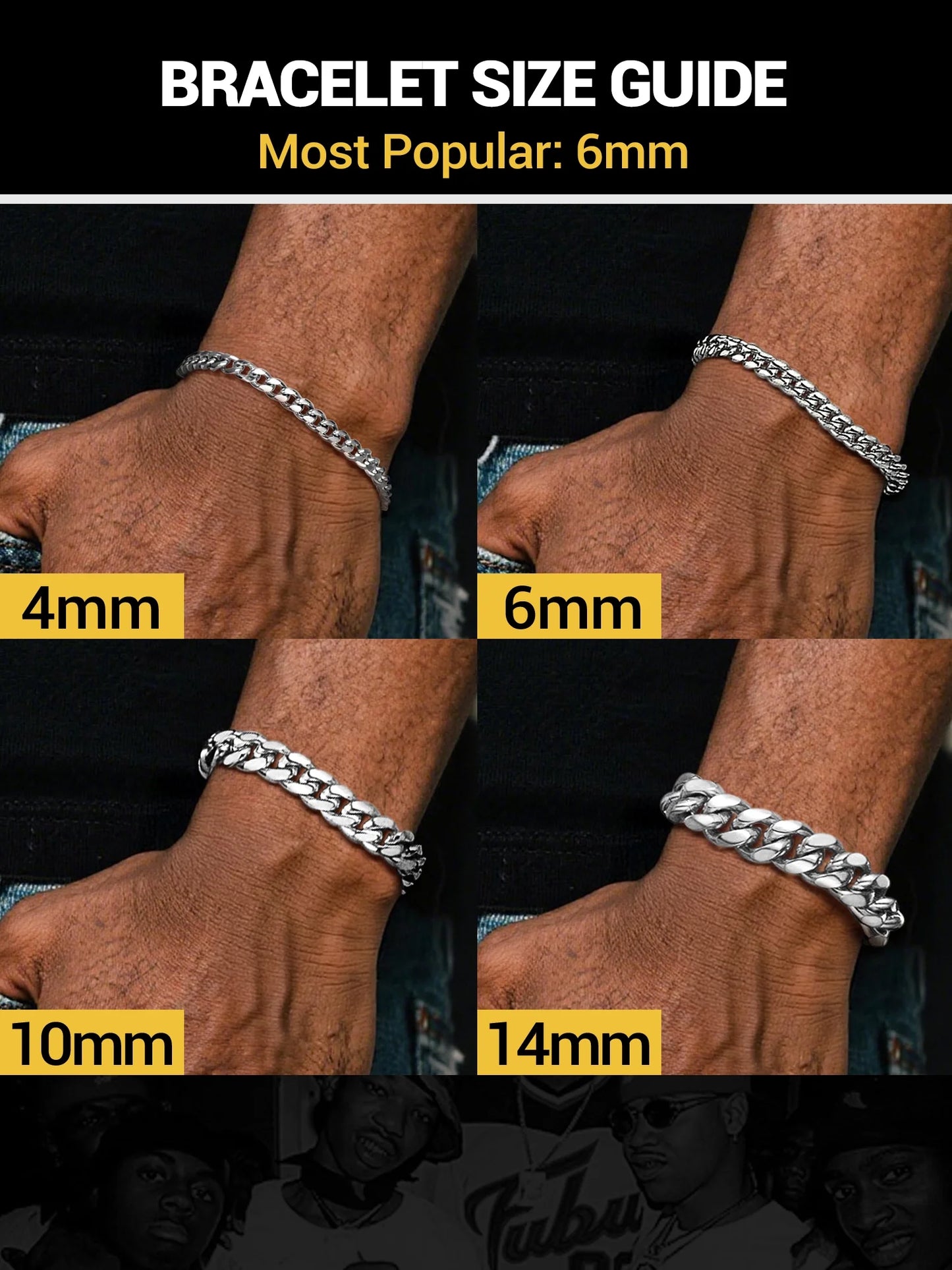 Men Chain Bracelet Cuban Stainless Steel Curb Bracelet 6MM 8.3 Inch Silver Wrist Bracelet Mens Birthday Valentines Day Jewelry Gifts for Him Dad Adults Age
