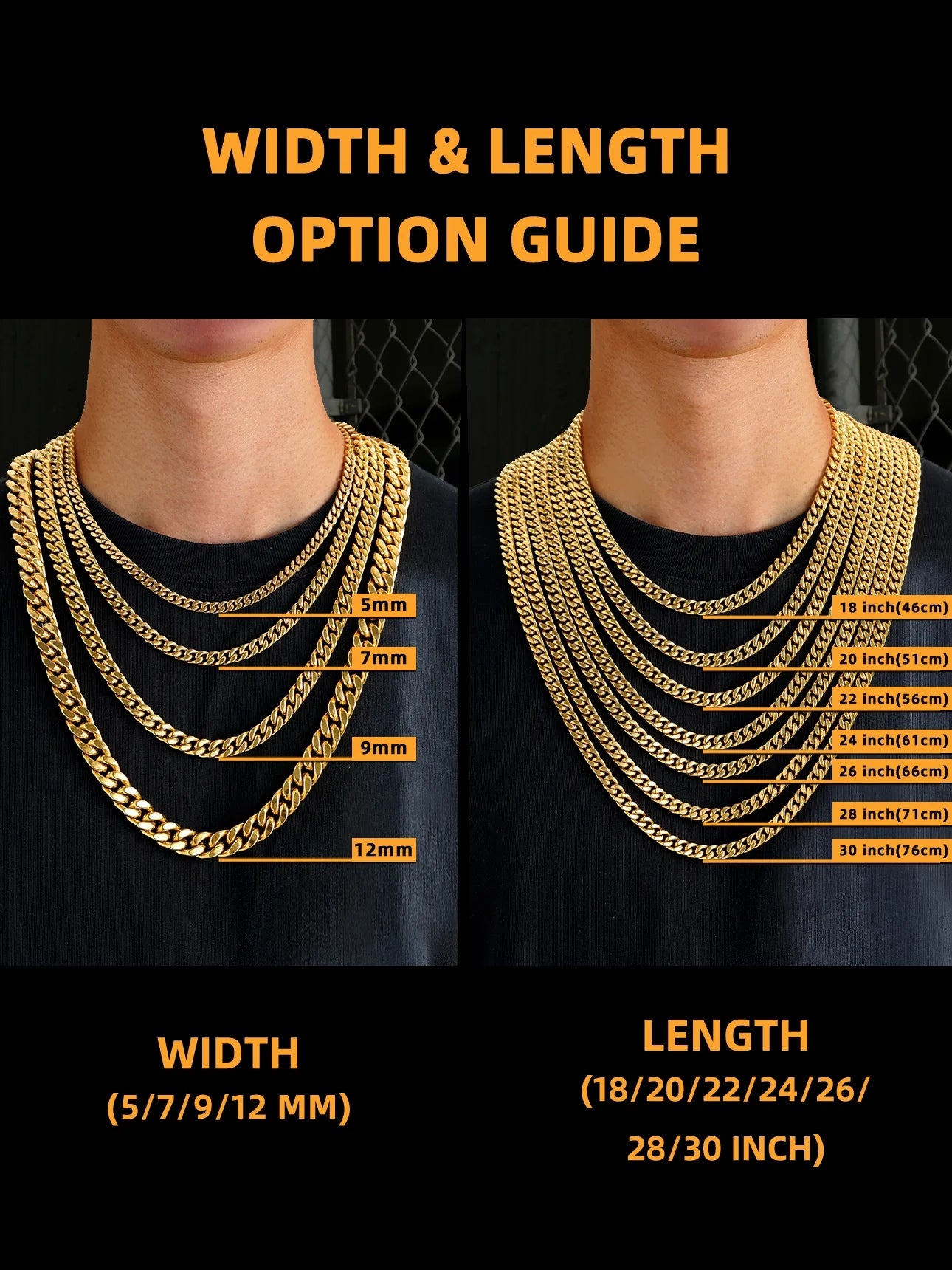 5Mm 18K Gold Filled Cuban Chain Necklaces, 30 Inch Heavy Chunky Stainless Steel Curb Necklace Hip Hop Punk Jewelry for Women